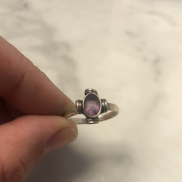 Faceted amethyst handmade 925 sterling silver ring size 7.5 - Picture 2 of 5